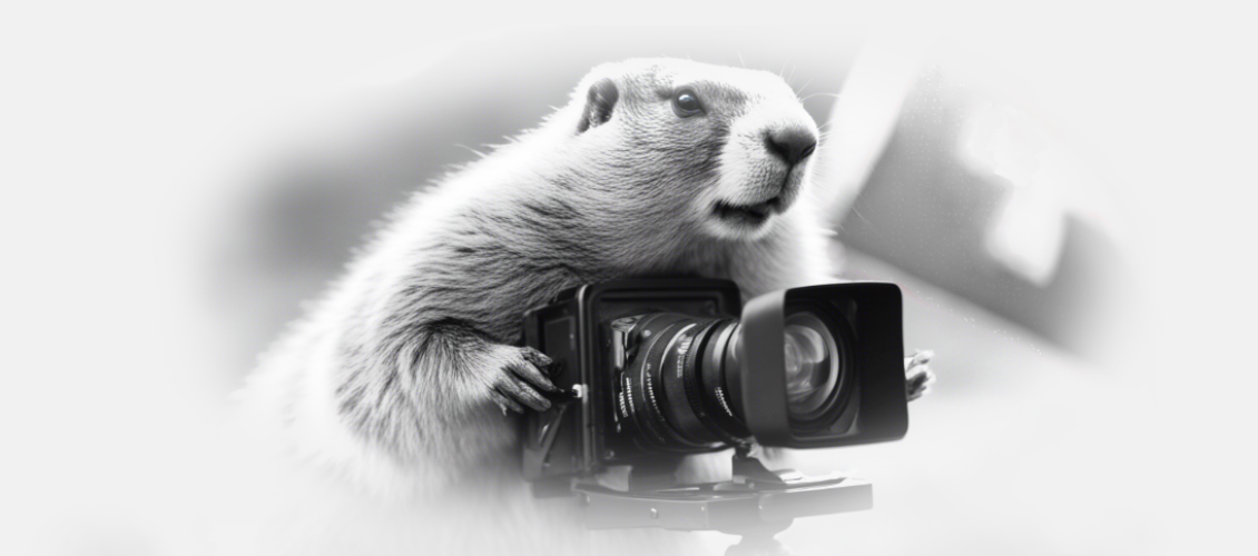 A marmot holding a clapperboard