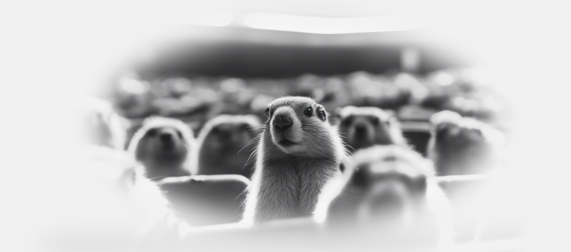 A Marmot sitting in a movie theatre